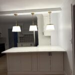 Kitchen island with pendant lights
